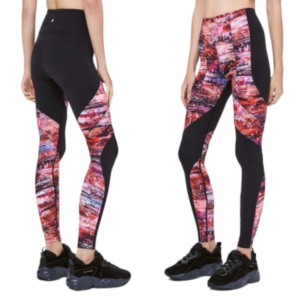NWOT Lululemon Sweat & Repeat Tight 28" in Black / Dahliascape Multi colorway